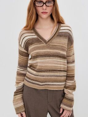 Veronica Beard NWT Diora Wool Blend Pullover Sweater Desert Khaki Multi XS